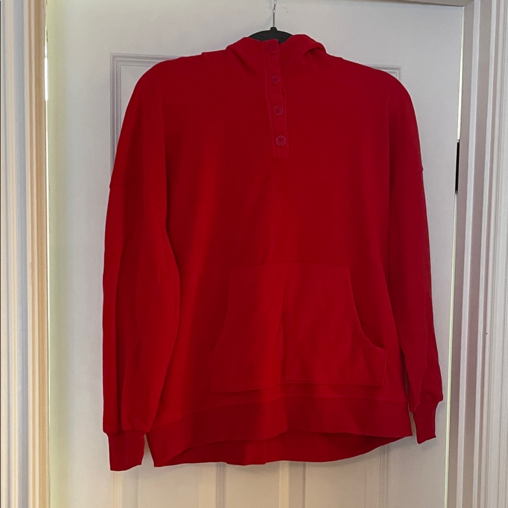 Old Navy women’s button neck fleece Bright Red Hoodie